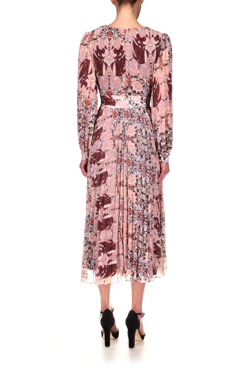 Badgley Mischka Collection Badgley Mischka Long Sleeve Floral Print Evening Dress, Alternate, color, 