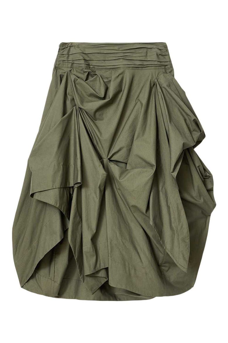Brynne Ruched Waist Cotton Midi Skirt, Alternate, color, WILD GREEN