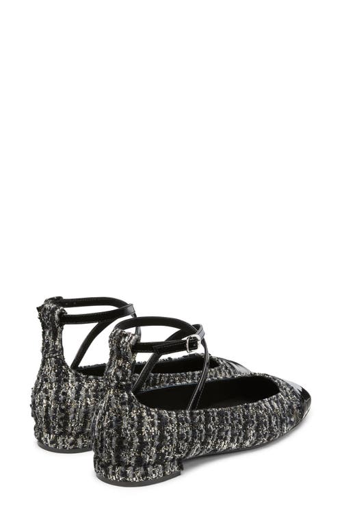 Stuart Weitzman Eden Strap Flat In Black Tweed In Black