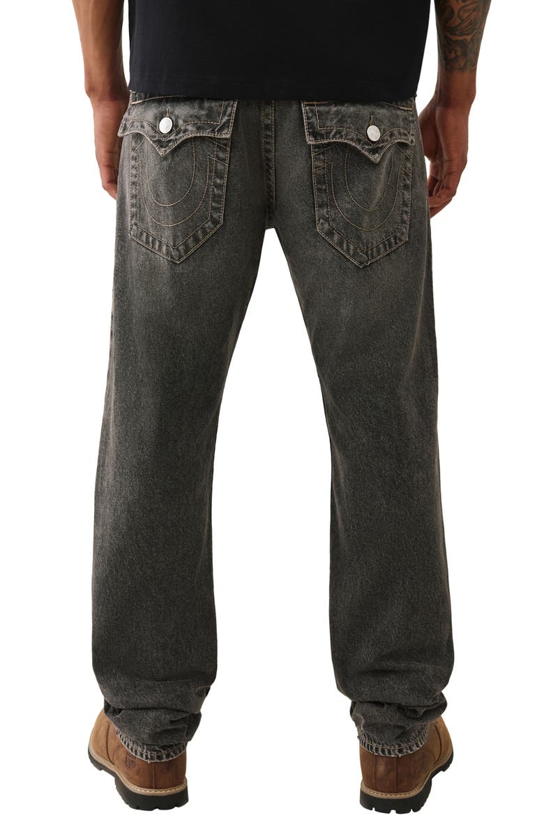 True Religion Ricky Logo Appliqué Straight Jeans, Alternate, color, Compass Trail Black Wash