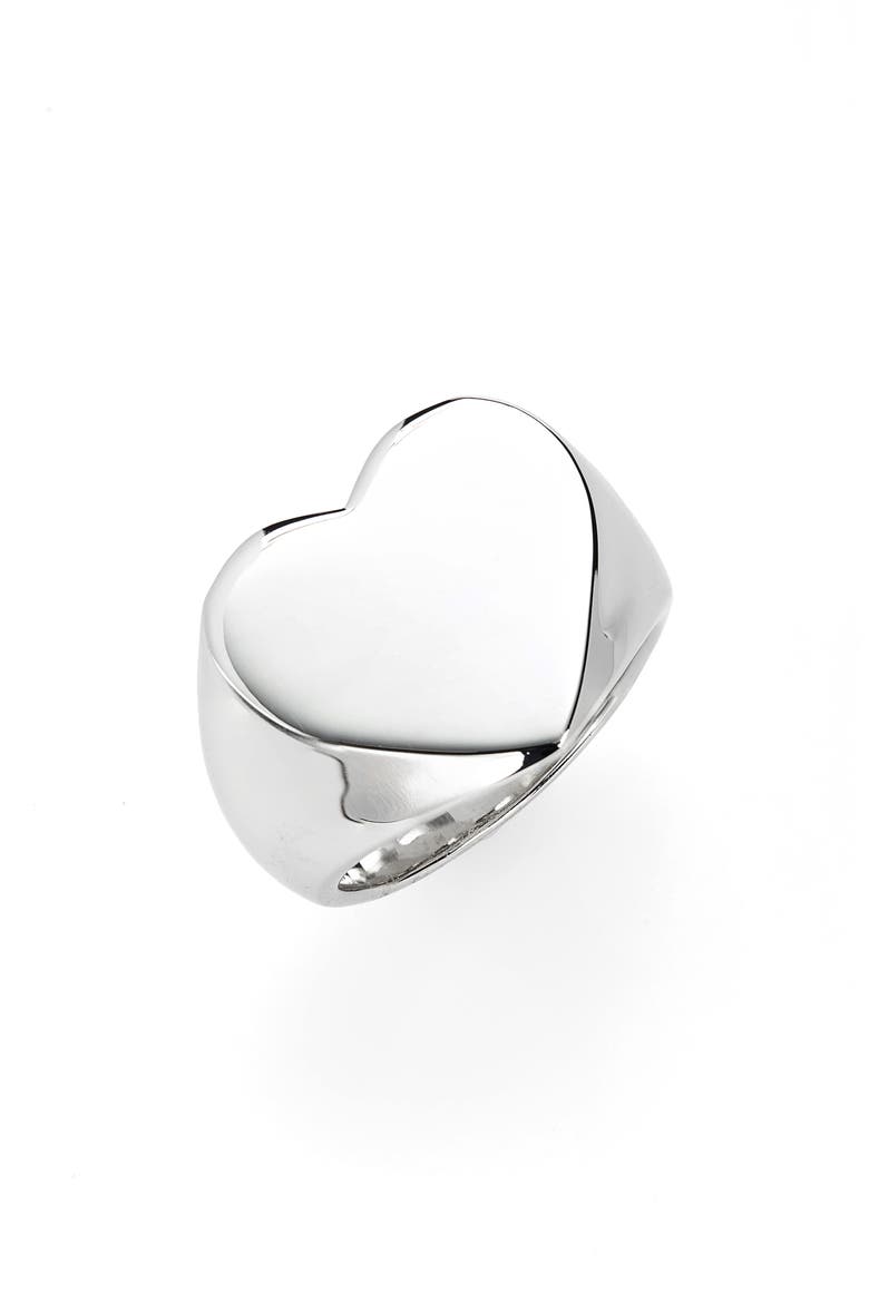 Heart Signet Ring, Main, color, 925 STERLING SILVER