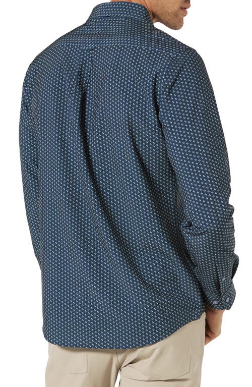 7 Diamonds Shane Dot Print Performance Button-up Shirt In Navy