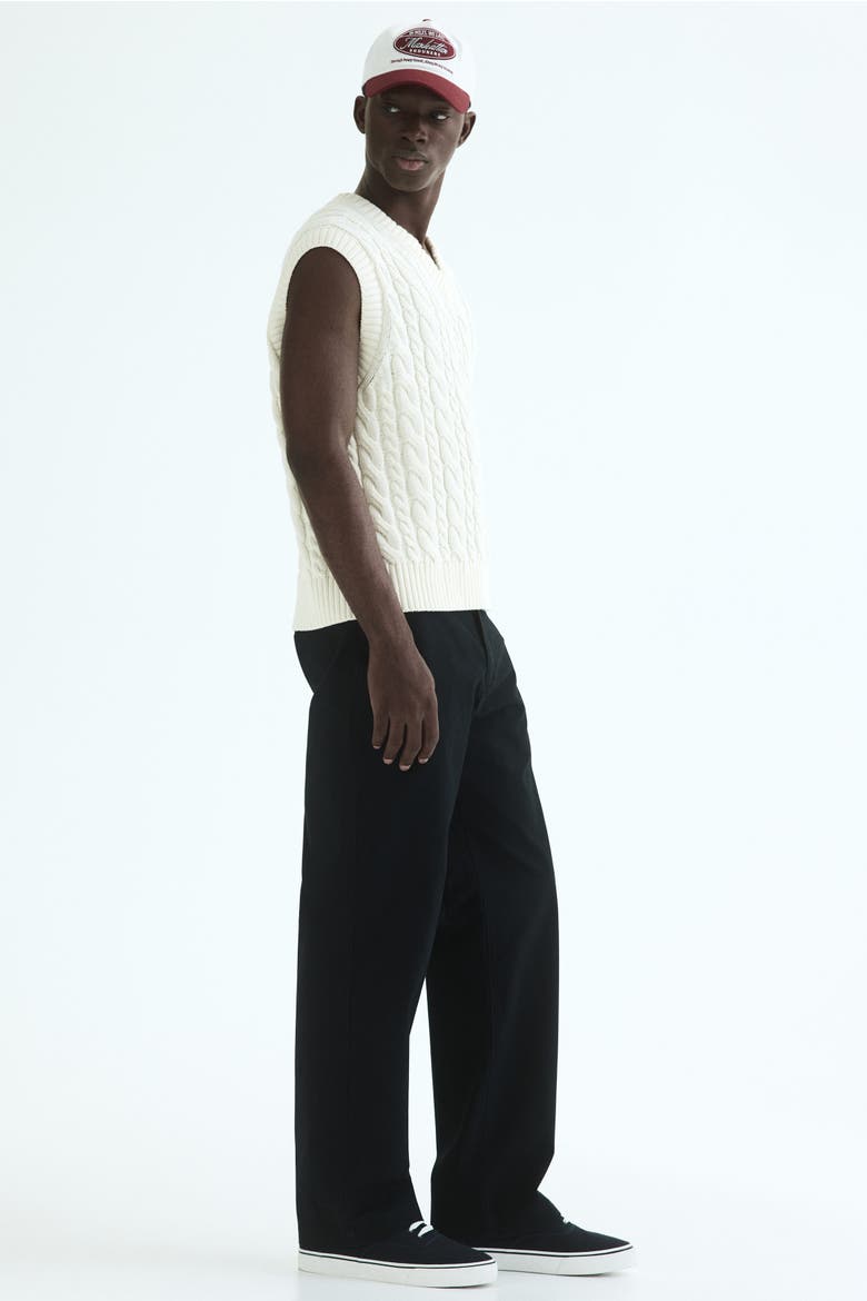 Relaxed-fit Cotton Chinos, Alternate, color, Black