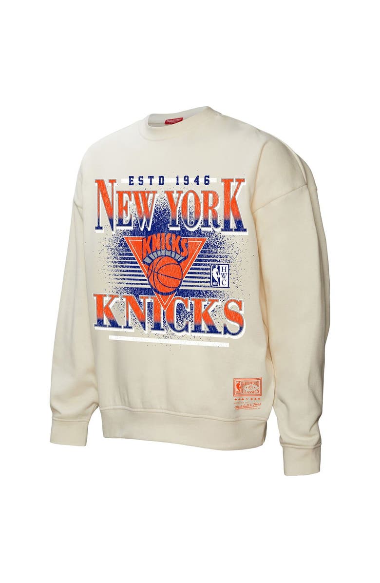 Mitchell & Ness Women's Mitchell & Ness Cream New York Knicks Oversprayed Pullover Sweatshirt, Alternate, color, Cream