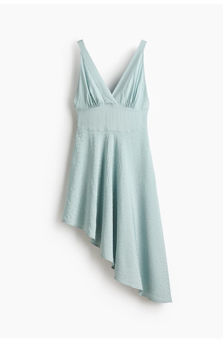 H&M Asymmetric Jacquard-weave Dress, Main, color, Light Dusty Turquoise