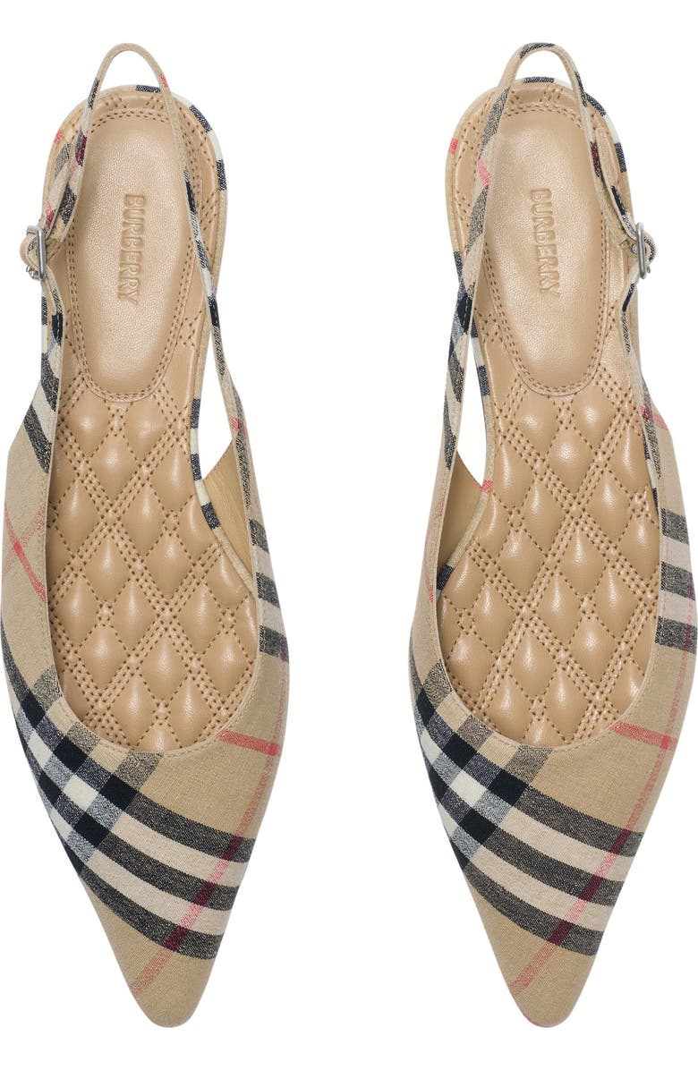 Burberry Check Dame Slingback Ballerinas, Alternate, color, Sand