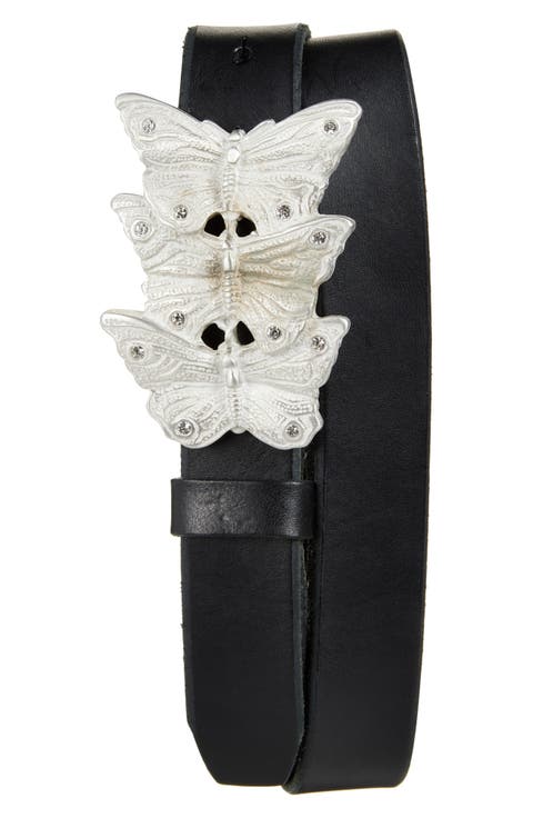 Butterfly Buckle Leather Belt
