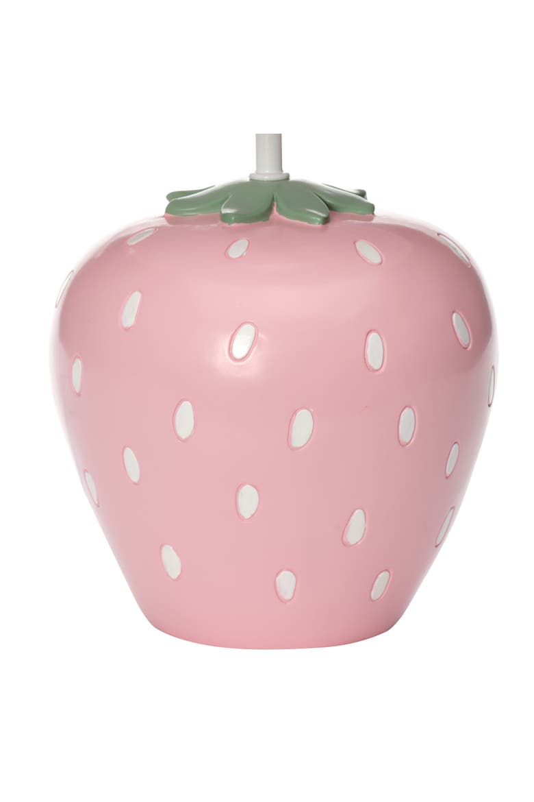 Flower Power Hand-Painted Custom Strawberry Lamp with Shade, Alternate, color, Pink