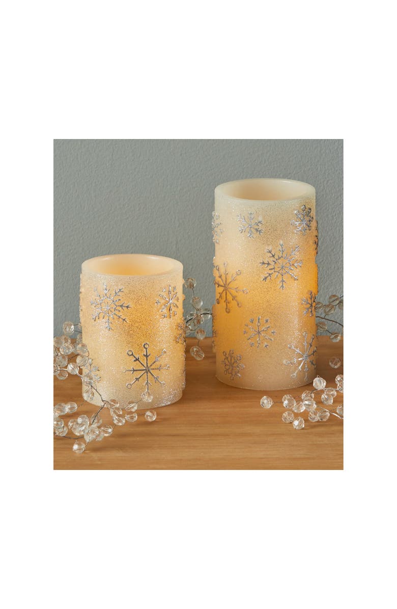 tag Snowflake LED Flameless Pillar Candle Ivory Winter Decor, Alternate, color,
