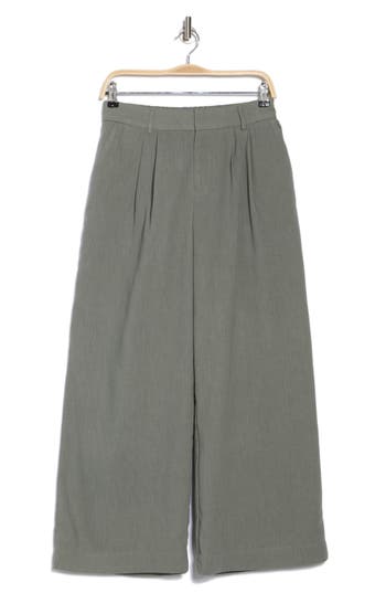 Daniel Rainn Pleated Front Wide Leg Pants In Washed Agave Green