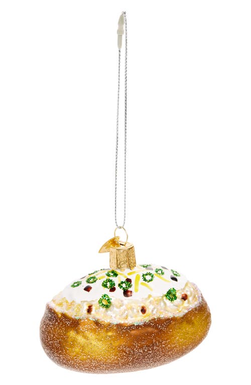 Old World Christmas Baked Potato Glass Ornament in Golden Brown/White/Gold 