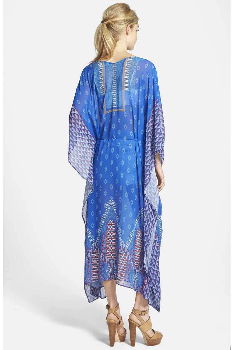 ASTR Tie Waist Caftan Dress, Alternate, color, TURQUOISE MULTI