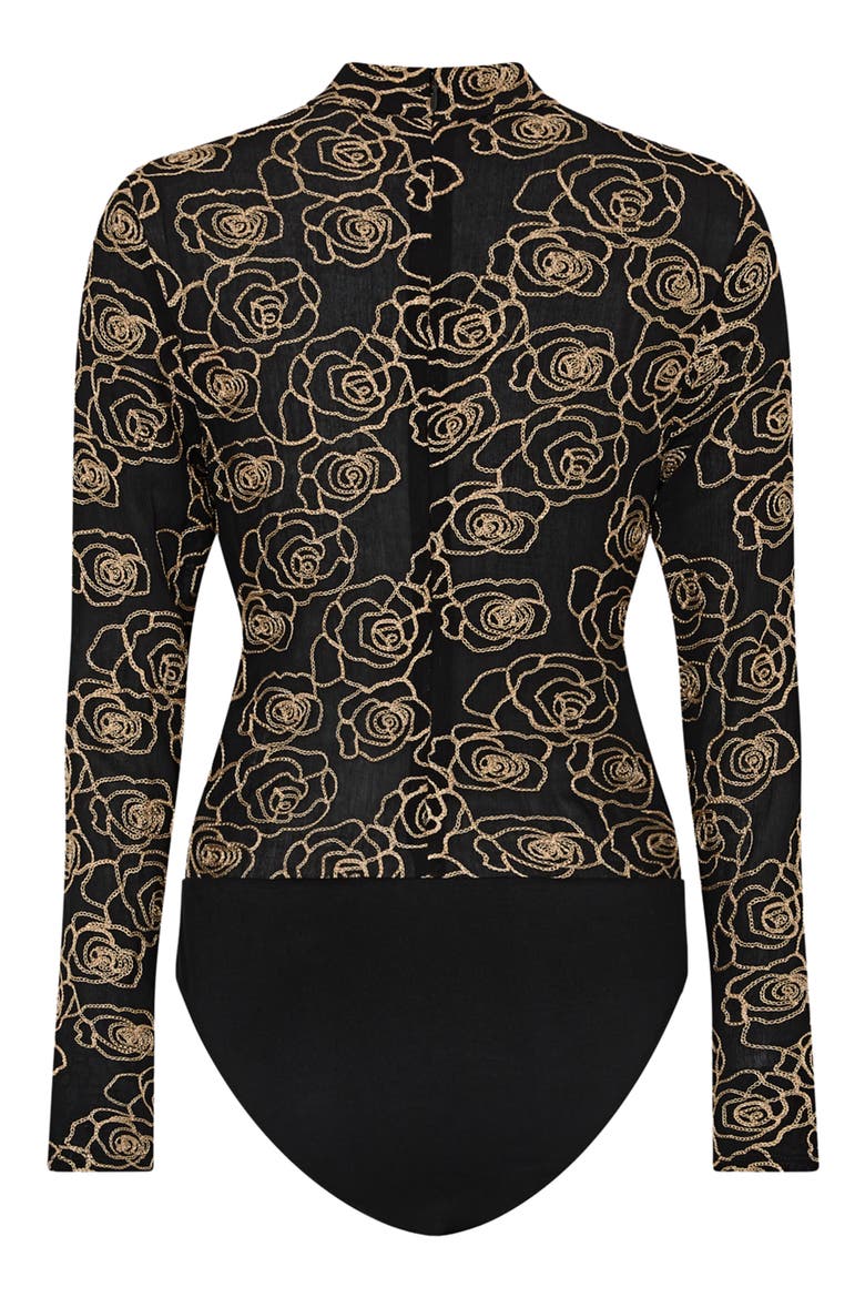 Ren Metallic Mock Neck Mesh Top, Alternate, color, BLACK/ GOLD