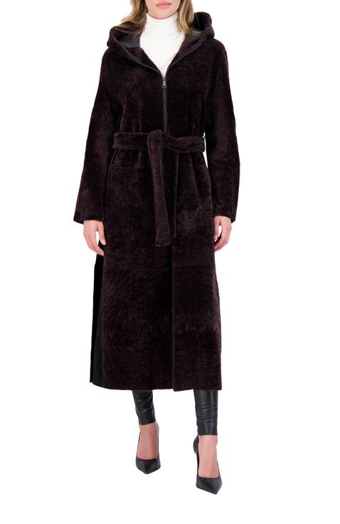 Reversible Textured Genuine Shearling Coat