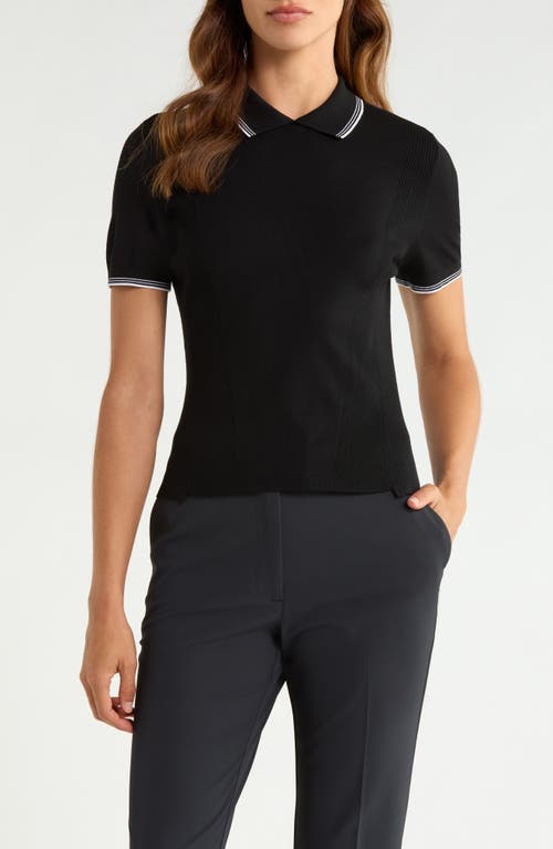 G/fore Elevated Short Sleeve Sweater Polo In Onyx