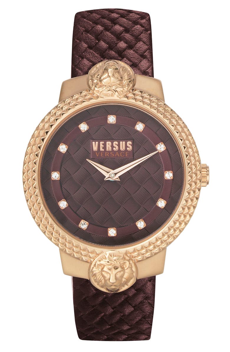 VERSUS Versace Women's Leather Strap Watch, 38mm, Main, color, Rosegold
