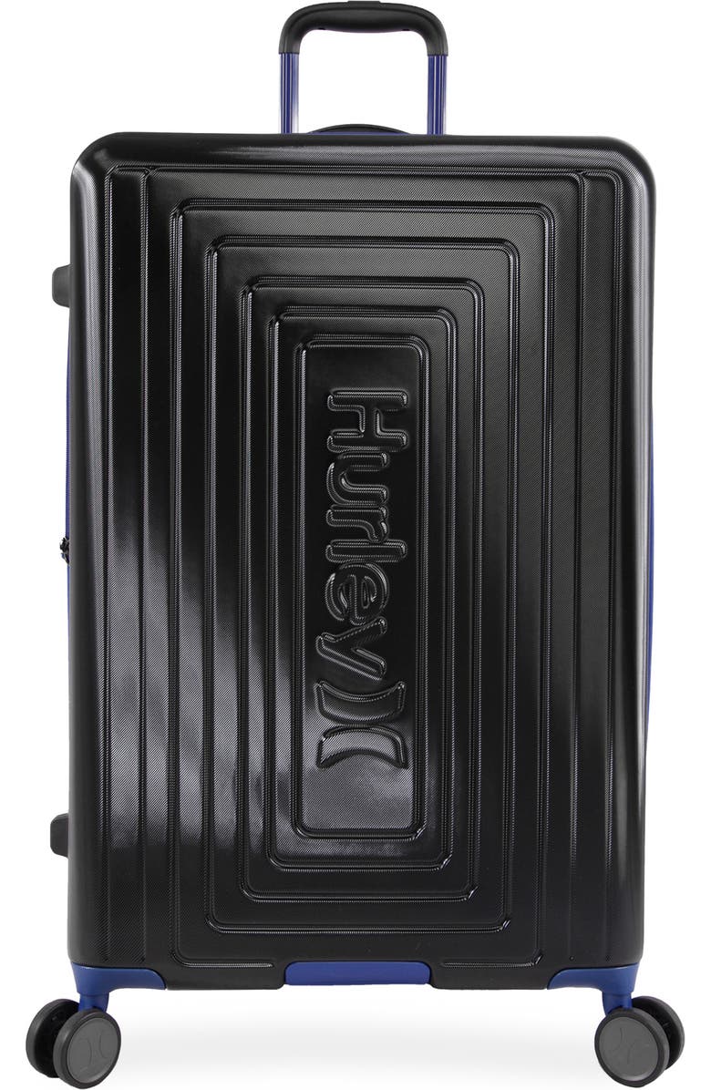 Hurley Suki 29" Hardshell Spinner Suitcase, Main, color, Black/ Blue