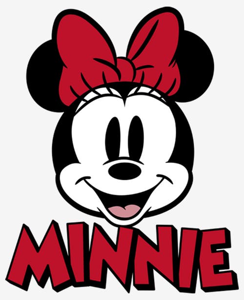 Mickey & Friends Retro Minnie Mouse Big Face  Graphic T-shirt In White