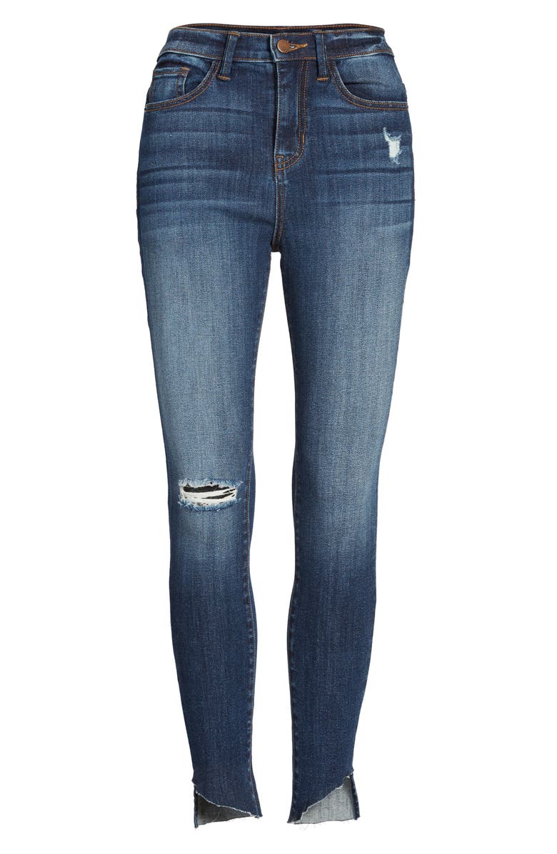 SP Black Angled Step Hem High Waist Skinny Jeans, Alternate, color,