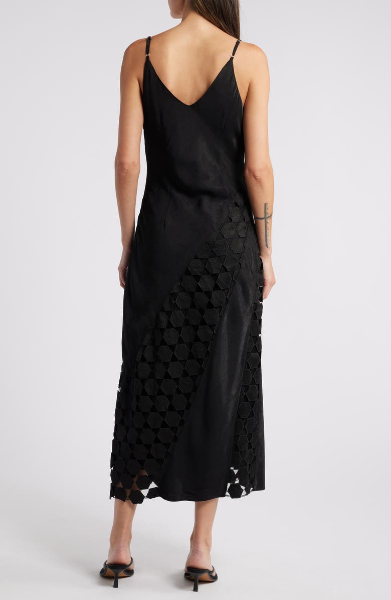 CIEBON Alix Mixed Media Midi Dress, Alternate, color, Black