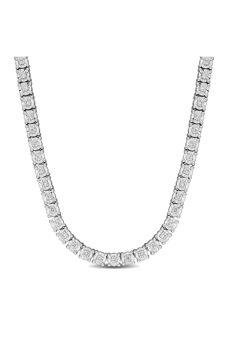 Men's Lab-Grown Diamond Tennis Necklace, Main, color, Sterling Silver