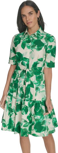 Floral Short Sleeve Cotton Shirtdress