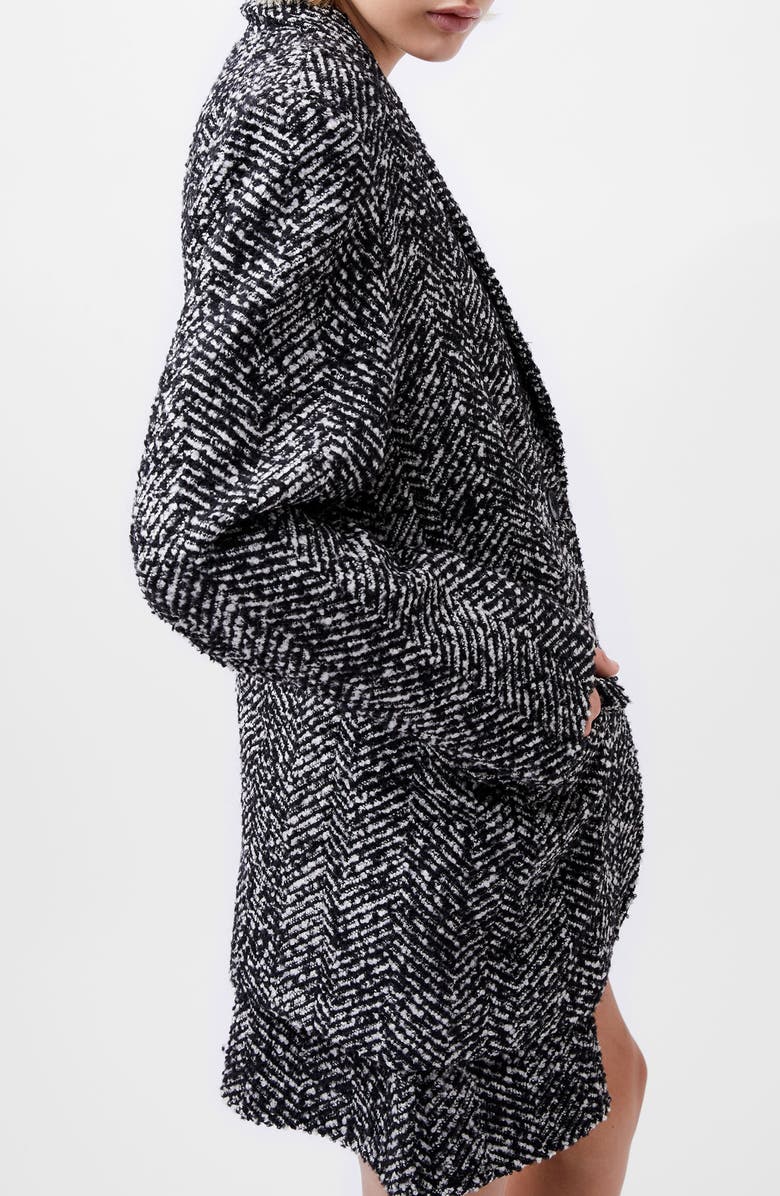 French Connection Chantelle Herringbone Blazer, Alternate, color, 90-Black-White