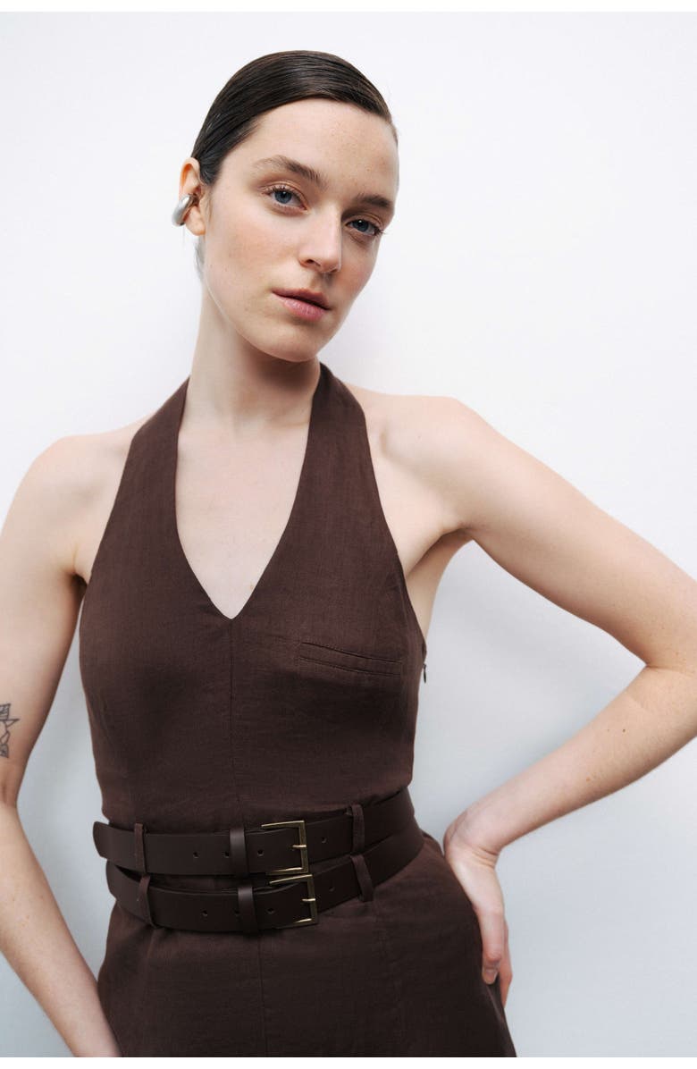 Nocturne Double Belt Detailed Mini Dress, Alternate, color,