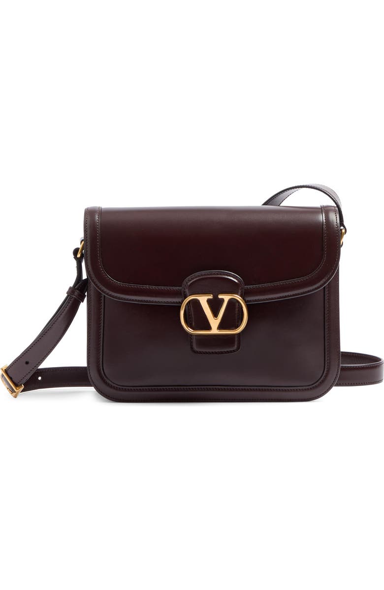 Valentino Garavani 9TO5 Leather Shoulder Bag, Main, color, Brown/ Black