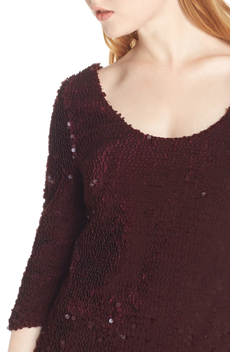 BB Dakota by Steve Madden BB Dakota Sequined Velvet Dress, Alternate, color, Boysenberry