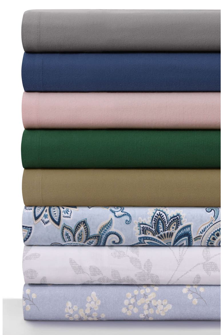 Cotton Flannel Sheet Set, Alternate, color, EMERALD GREEN
