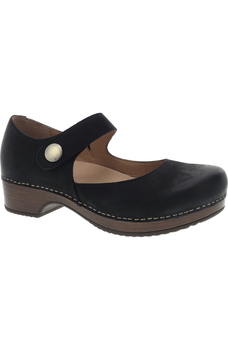 Dansko Beatrice Clog, Main, color, Black Burnished Nubuck Leather