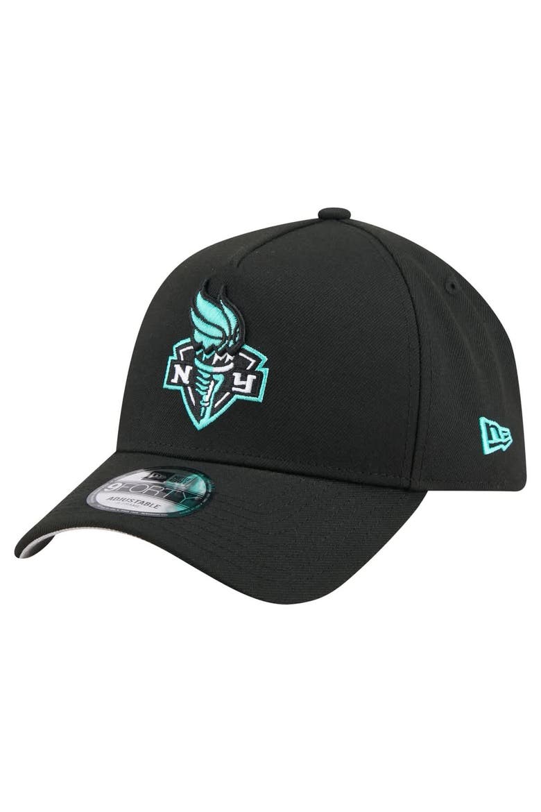 Men's New Era  Black New York Liberty Core Logo A-Frame 9FORTY Adjustable Hat, Main, color, Black