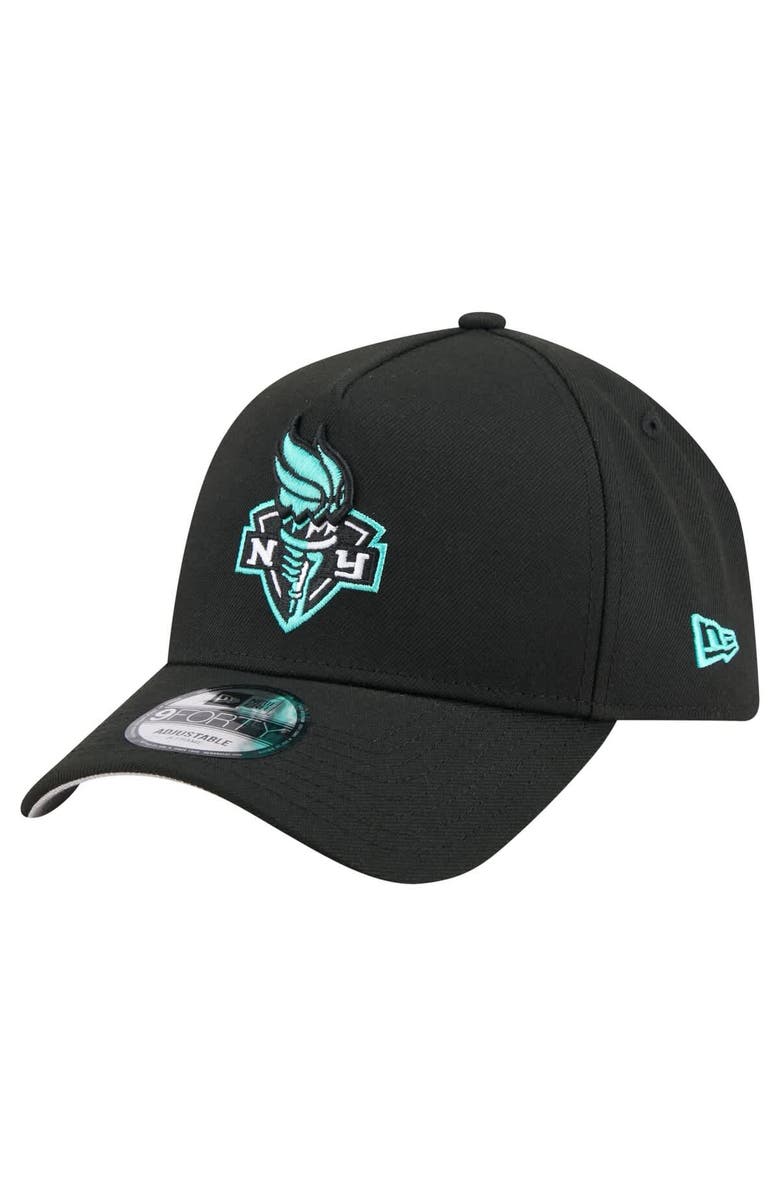 New Era Men's New Era Black New York Liberty Core Logo A-Frame 9FORTY Adjustable Hat, Main, color, Black