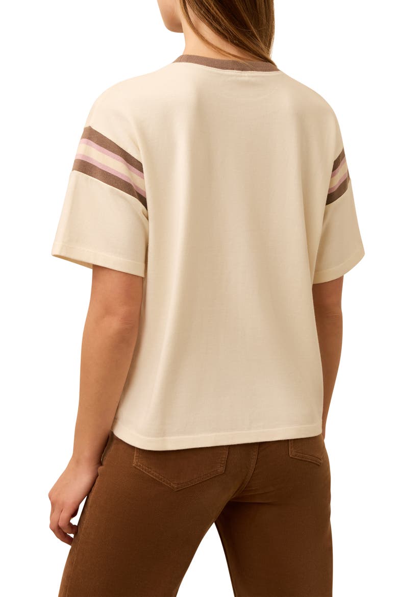 Throwback Stripe Sleeve Organic Cotton T-Shirt, Alternate, color, EGRET VARSITY