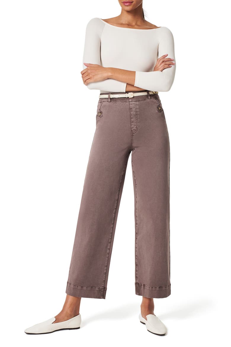 Stretch Twill Wide Leg Crop Pants, Alternate, color, SMOKE
