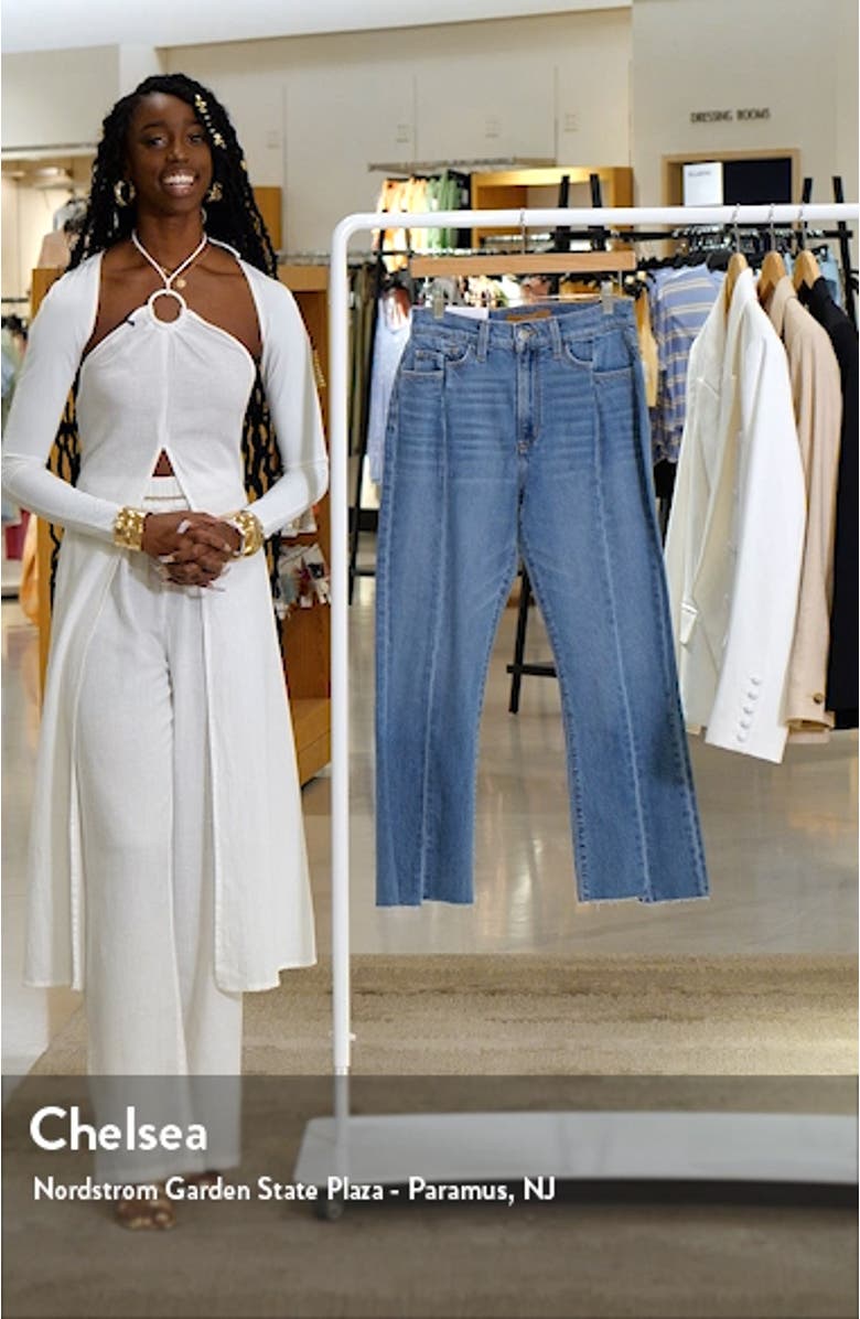 The Pieced Raw Hem High Waist Ankle Bootcut Jeans, sales video thumbnail