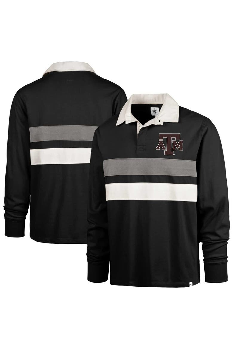 Men's '47 Black Texas A&M Aggies Clubhouse Knox Thames Long Sleeve Rugby Polo, Alternate, color, Black