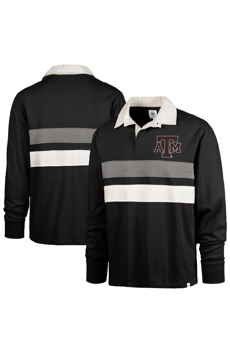 '47 Men's '47 Black Texas A&M Aggies Clubhouse Knox Thames Long Sleeve Rugby Polo, Alternate, color, Black