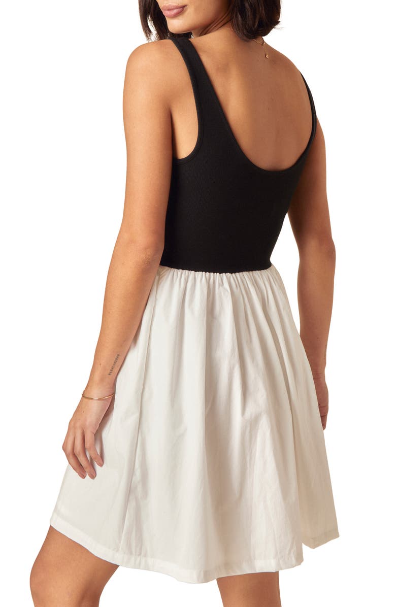 Nobody's Child Mixed Media Tank Minidress, Alternate, color, Black/ White