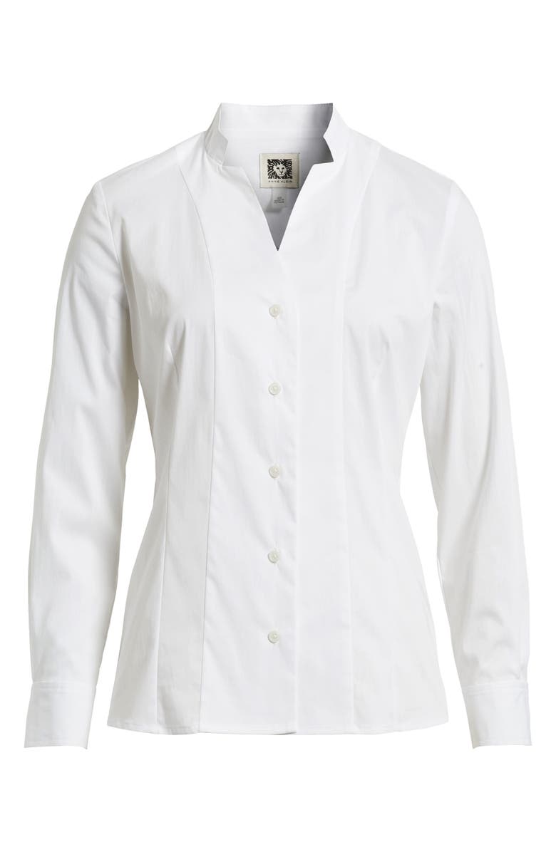 Anne Klein Button-Up Poplin Blouse, Alternate, color, Bright White
