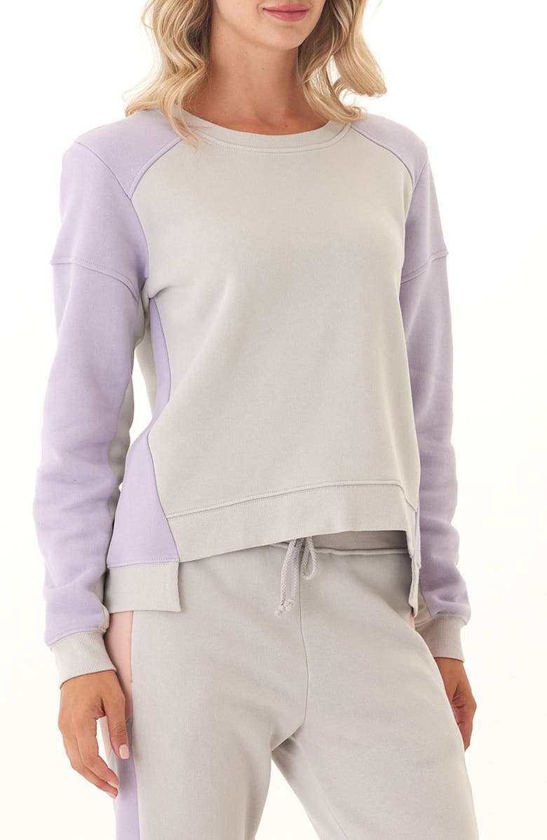 Threads 4 Thought Libby Colorblock Fleece Sweatshirt, Main, color, Lunar/ Foxglove