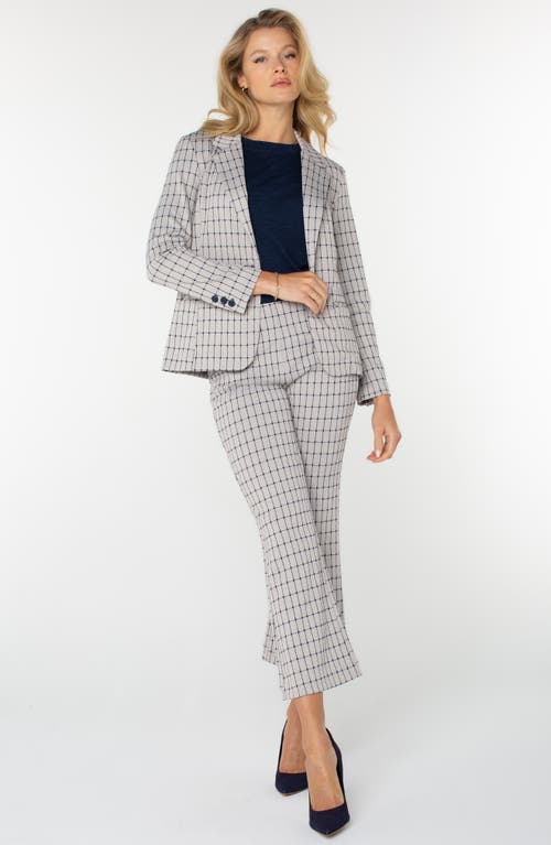 Shop Liverpool Los Angeles Grid Fitted Knit Blazer In Navy Taupe Grid
