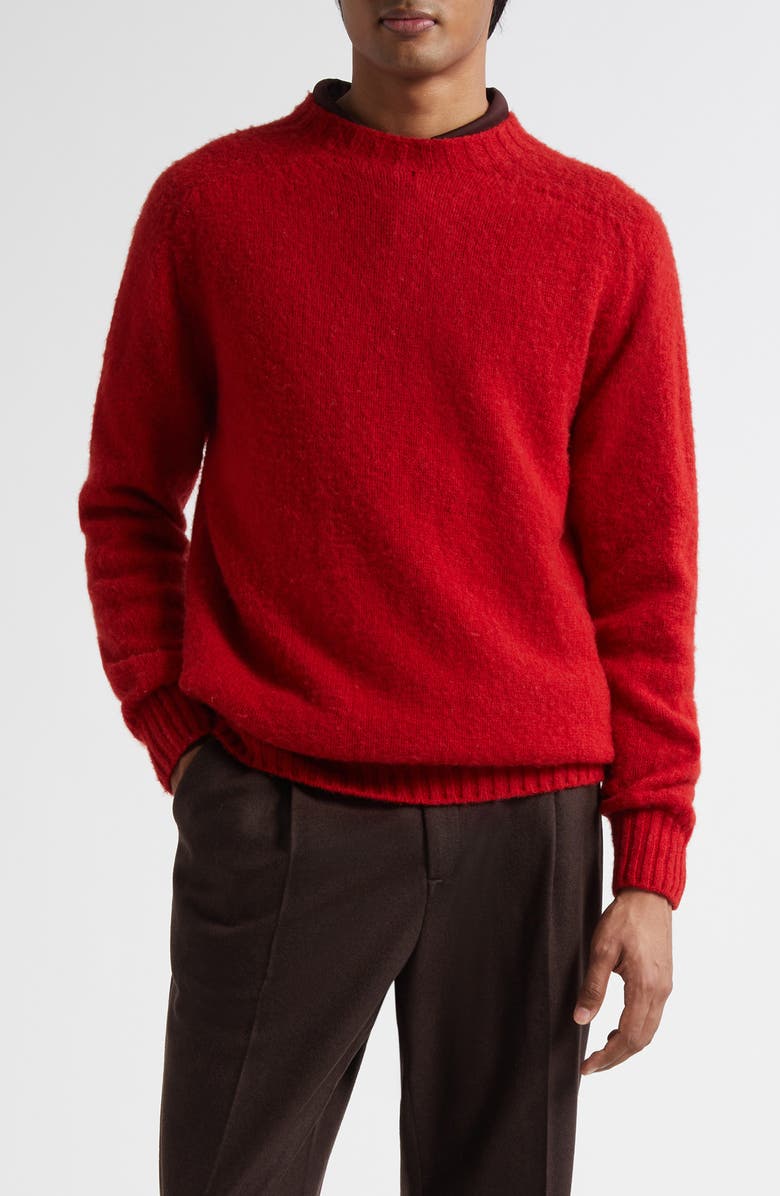 Sunspel Brushed Shetland Wool Sweater, Main, color, Bright Red