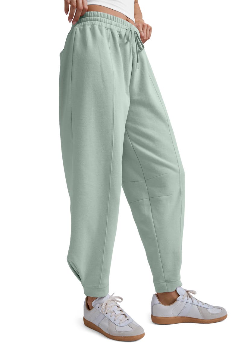 LuxeFleece Barrel Leg Sweatpants, Alternate, color, PALE BLUE