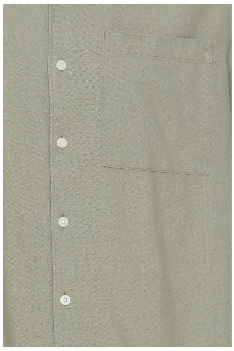 Allan Solid Linen Blend Camp Shirt, Alternate, color, VETIVER