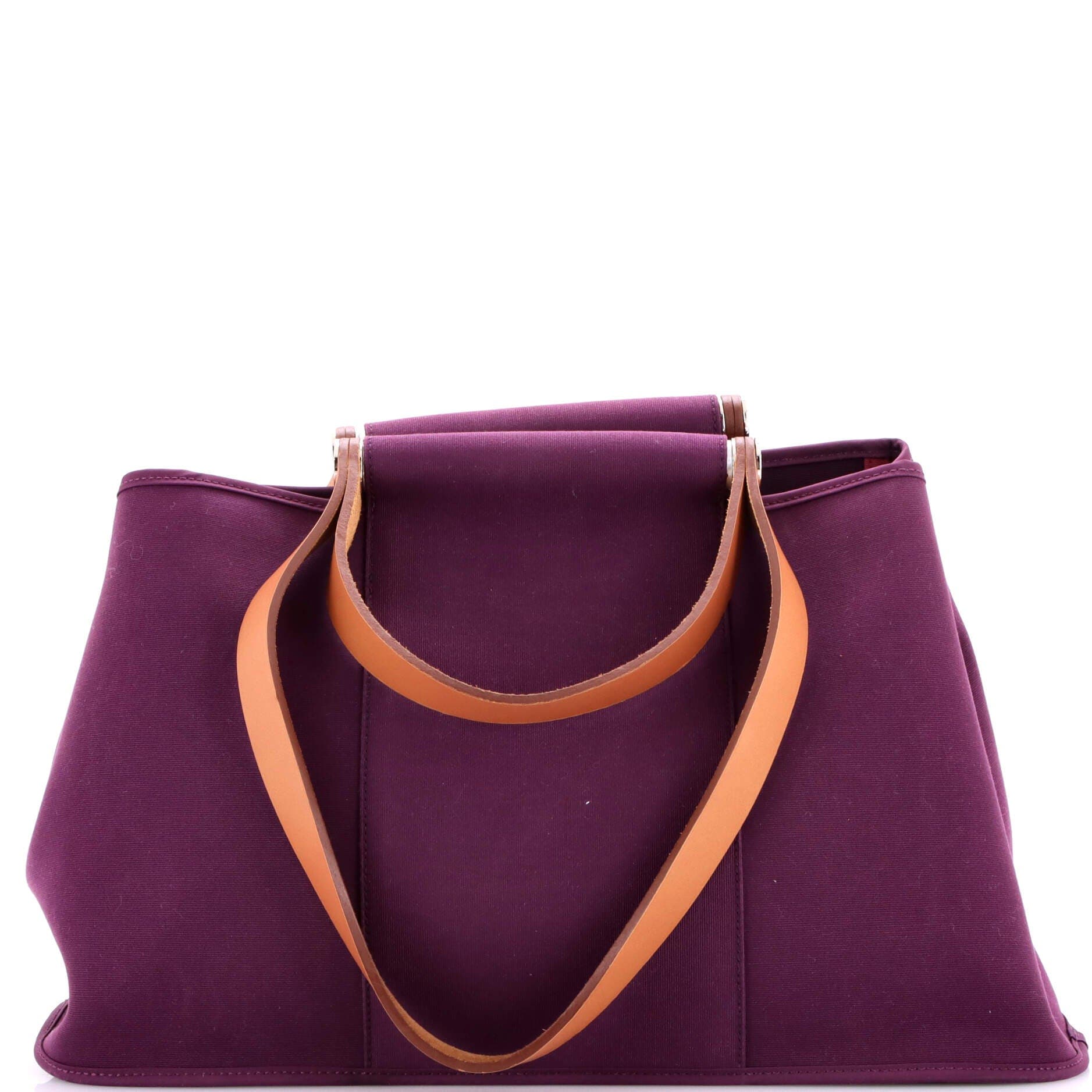 Pre-Owned Hermes Cabag Elan Toile and Leather 39, Main, color, Cassis