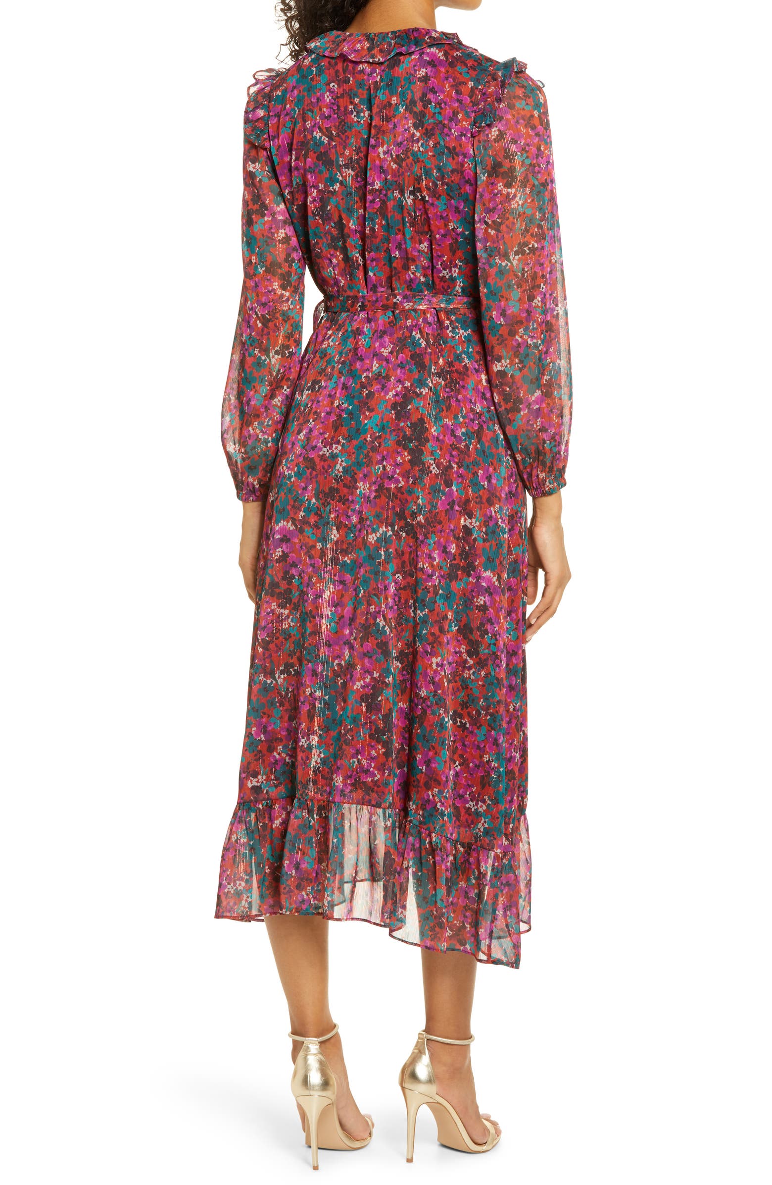 Adelyn Rae Carleigh Floral Chiffon Long Sleeve Wrap Dress | Nordstrom