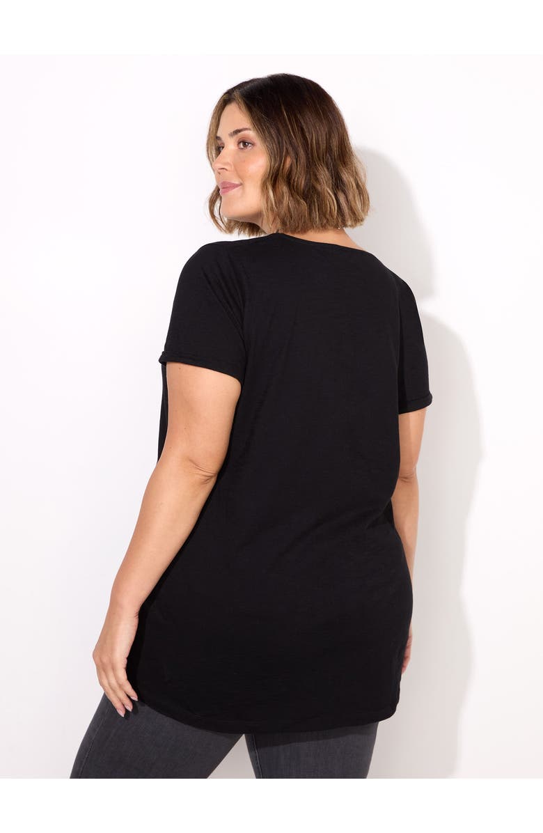 Live Unlimited Cotton Slub V-Neck Longline T-Shirt, Alternate, color, Black