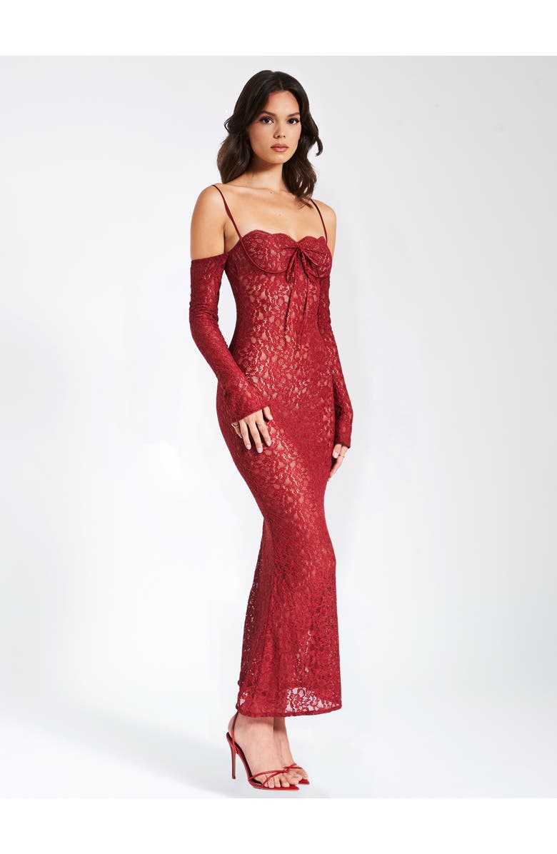 Miss Circle Udaya Lace Long Sleeve Maxi Dress, Alternate, color, Burgundy